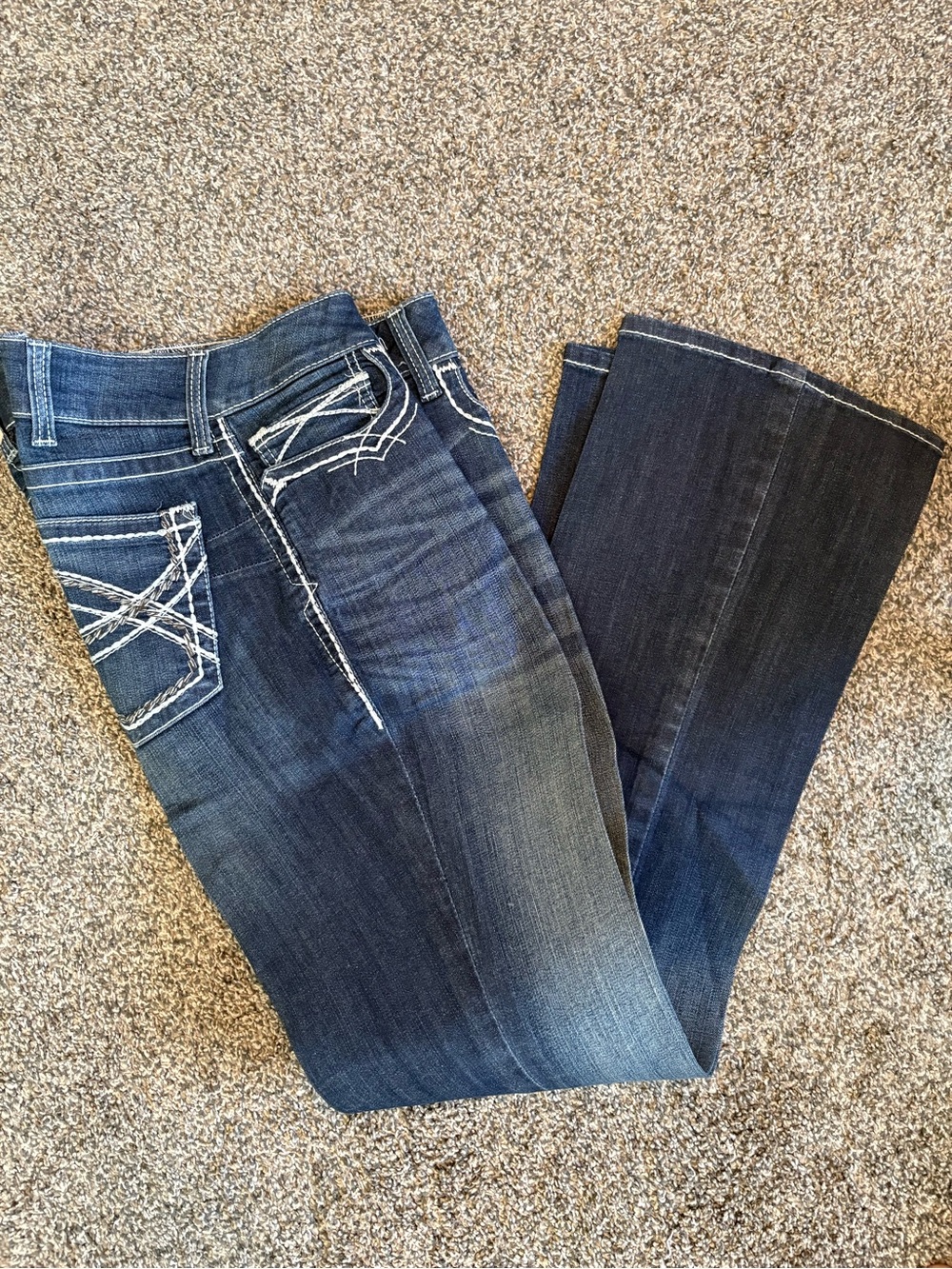 Ariat Dark Blue Bootcut Jeans with Contrast Back Stitching
